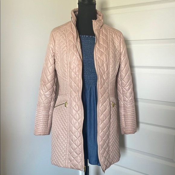 Via Spiga Diamond Quilted Mid-length Pink Women's Jacket Sz S - Picture 1 of 13
